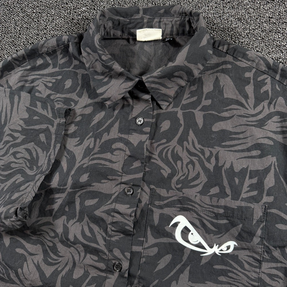 No Fear x HM Tribal Print Button Up Short Sleeve‎ Men's XS  AOP Logo Design Y2K